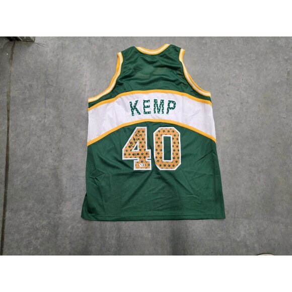 Shawn Kemp Autographed Seattle Supersonics Pot Leaf Jersey XL - Beckett Auth - Picture 4 of 5